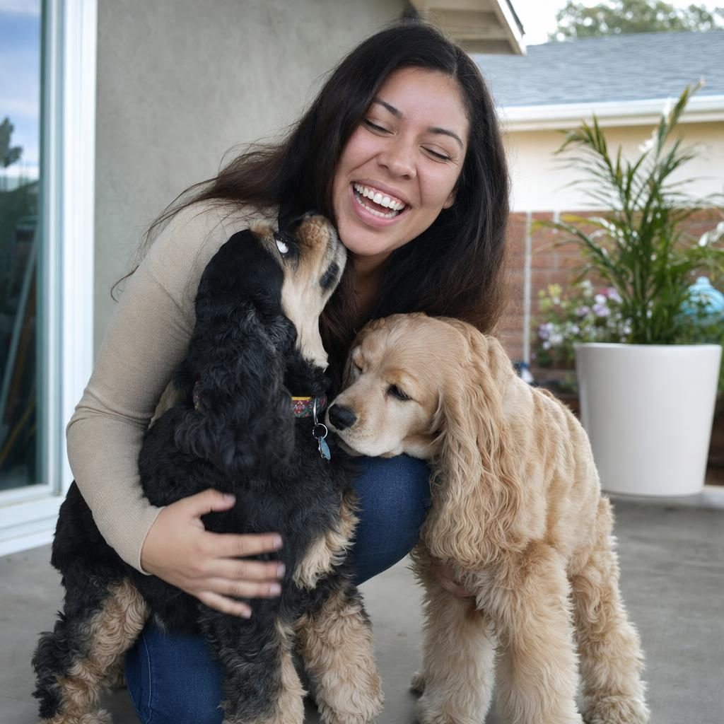 Nina Alvarez with her two cocker spaniels